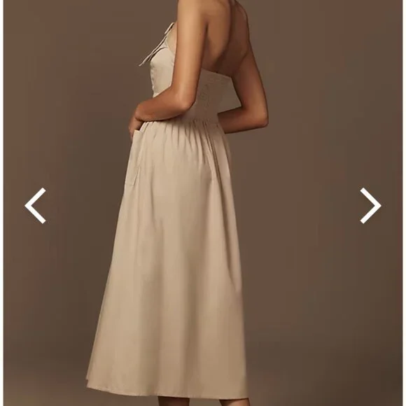 Anthropologie Porridge Halter Utility Midi Dress, Size Small - Picture 2 of 7